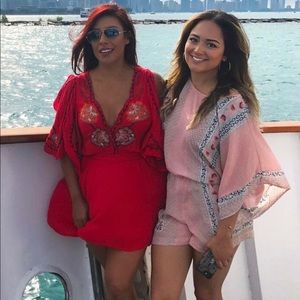 BCBG pink patterned romper